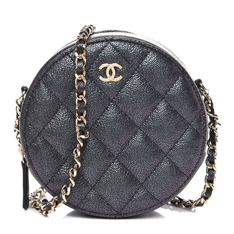 chanel round quilted caviar leather clutch crossbody bag black|Clutches with Chain .